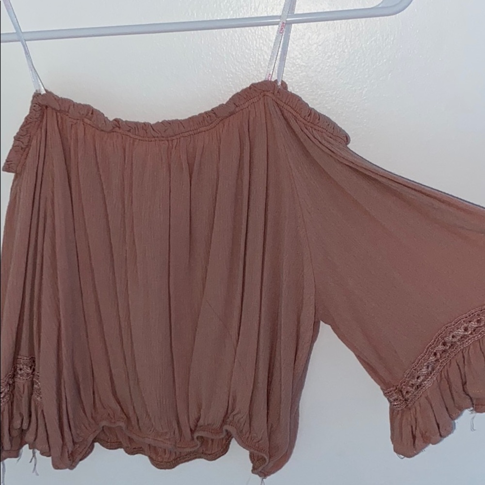 Pink off the shoulder crop blouse
